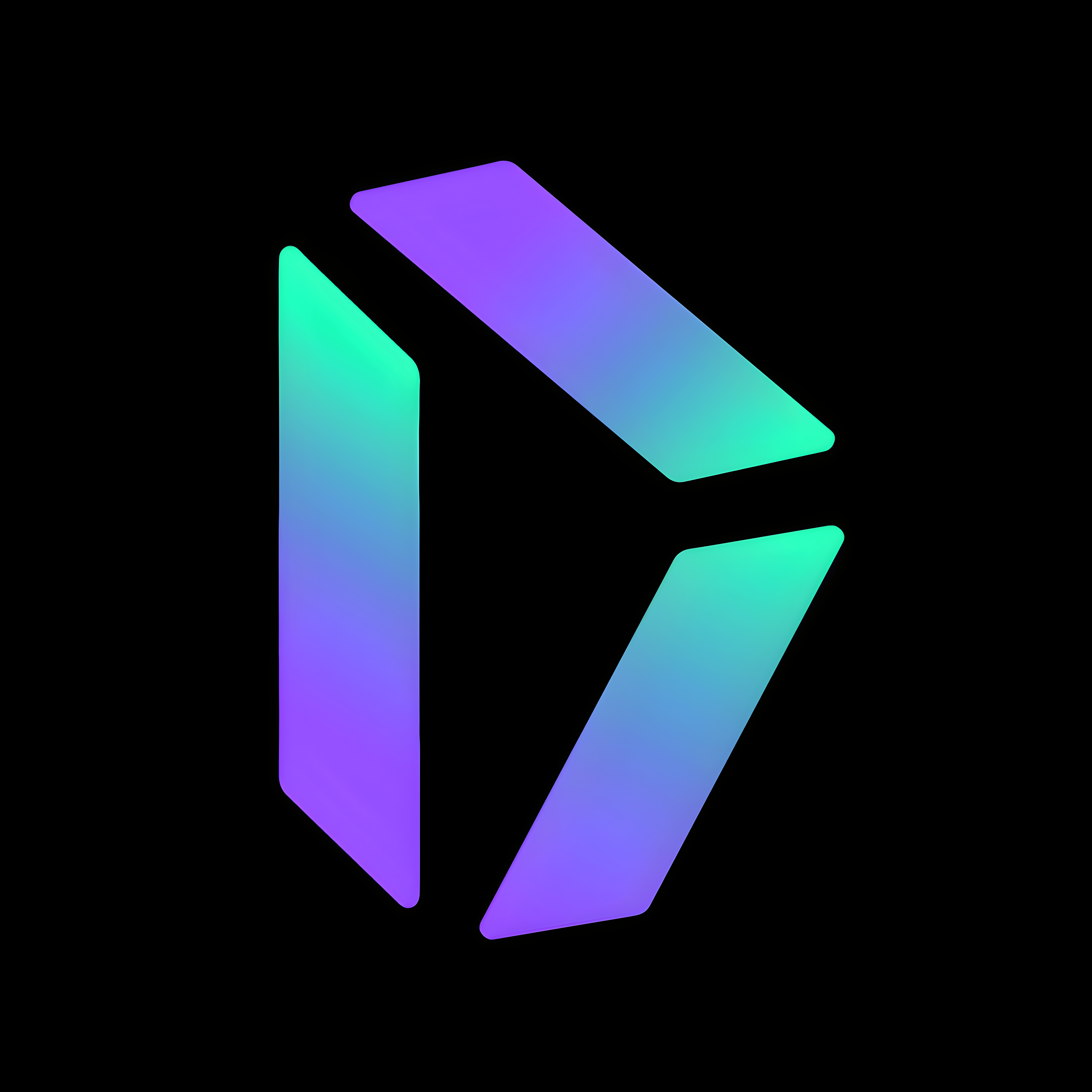 Three-gradient D-shaped icon, a Web3 AI and blockchain infrastructure platform on Solana, serving as the emblem of Idxsolana.